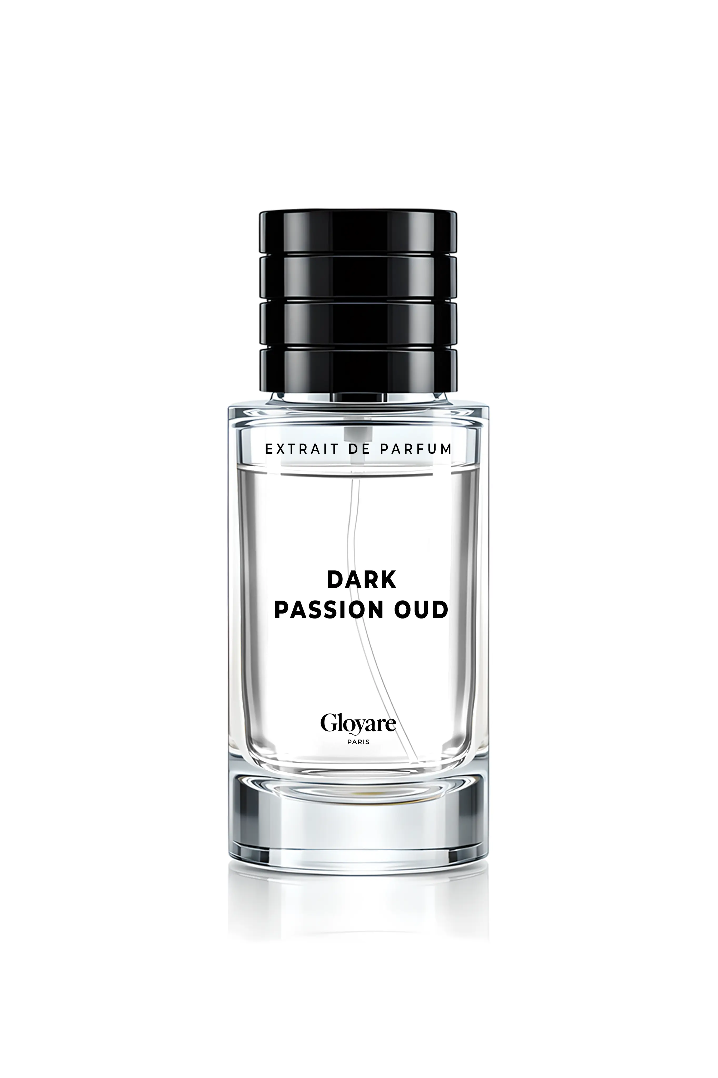 Flacon de l’extrait de parfum Dark Passion Oud par Gloyare, oud intense et fruits noirs profonds