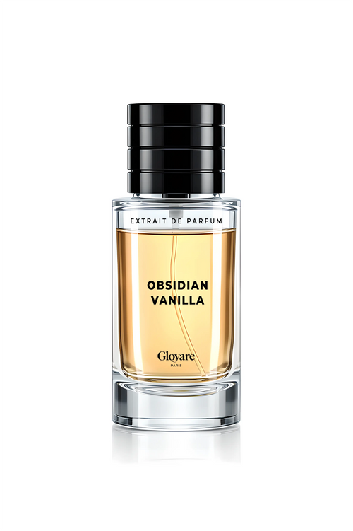 Flacon de l’extrait de parfum Obsidian Vanilla par Gloyare, vanille profonde aux accords boisés et ambrés